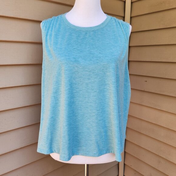 all in motion Plus Light Blue Crop Tank Top Crewneck Solid Athleisure Lounge - Picture 2 of 15